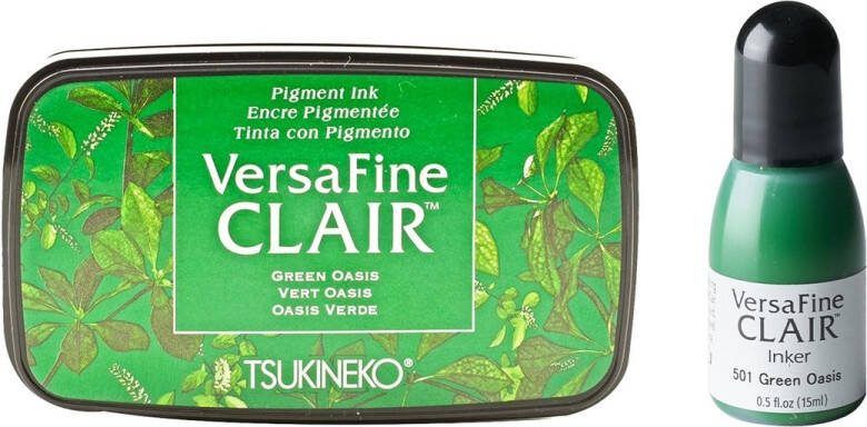 Tsukineko VersaFine Clair Vivid Stempelkussen met Navulling Groen Green Oasis