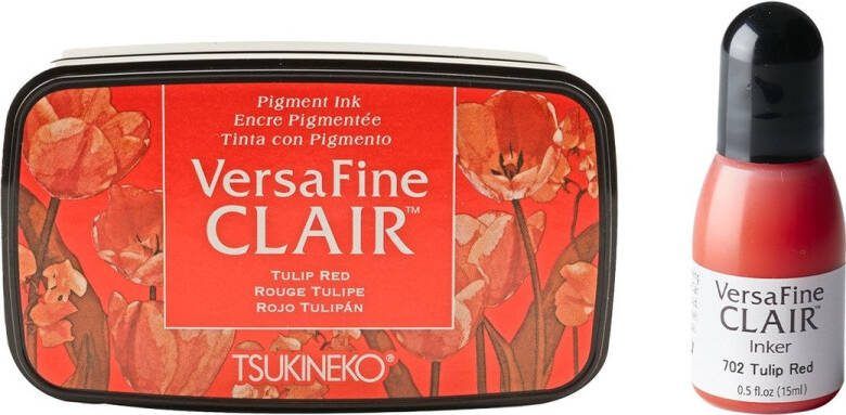 Tsukineko VersaFine Clair Vivid Stempelkussen met Navulling Rood Tulip Red