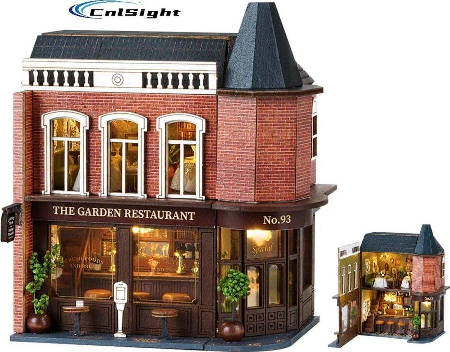 TSZH Premium Miniatuur bouwpakket Premium DIY hoekrestaurant model-Kan worden geopend-houten modelbouw- Miniatuur bouwpakket- miniatuur poppenhuis-handgemaakt houten model- hoekrestaurant- Poppenhuis – Voor 14 jaar +