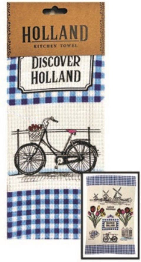 TTDGifts Keukendoek fiets Delftsblauw