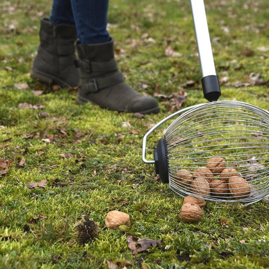 Tuin de Bruijn Notenraper metaal met telescopische steel Gezien op TV bij 'Dwars door de lage landen' rugvriendelijk makkelijk en snel dé enige echte originele