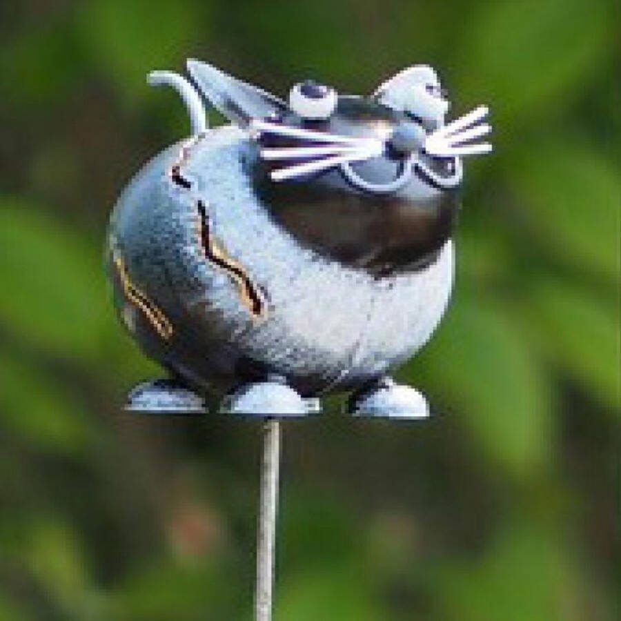 Tuin-kunst Tuinsteker Kat Metalen kleine tuinsteker Kat voor pot of border