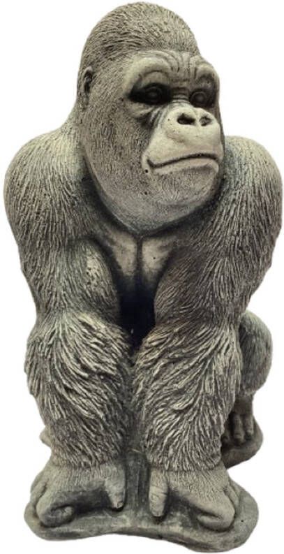Tuindecoratie Ritzen Tuinbeeld Gorilla (Grijs gepattineerd) Decoratie voor binnen buiten beton