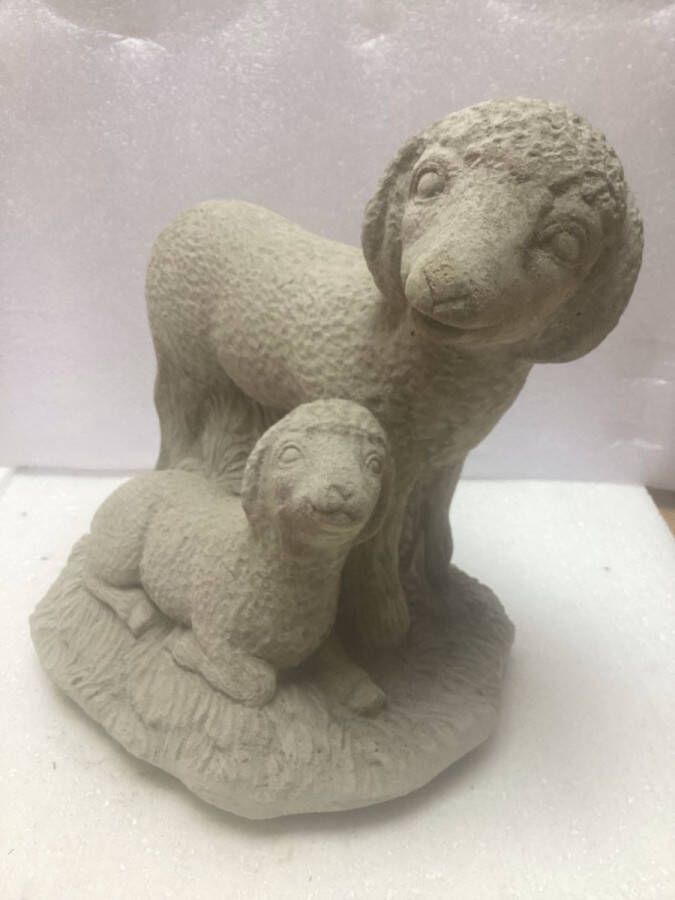 Tuindecoratie Ritzen Tuinbeeld Schaap met lam (Grijs)- Decoratie voor binnen buiten