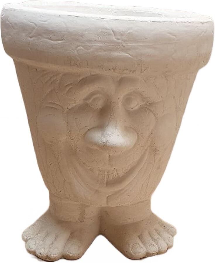 Tuindecoratie Ritzen Prachtig Tuinbeeld Bloembak met gezicht (Wit gepattineerd)- Hoogwaardige Kwaliteit -Decoratie voor in de tuin huis