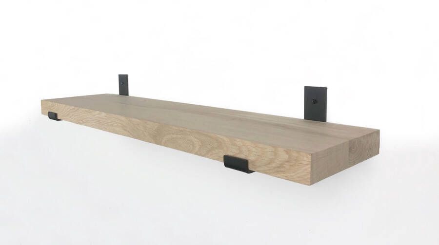 Tuinexpress.nl Eiken wandplank 100 x 20 cm 40mm inclusief industriele plankdragers Plankjes aan muur Wandplank industrieel Fotoplank