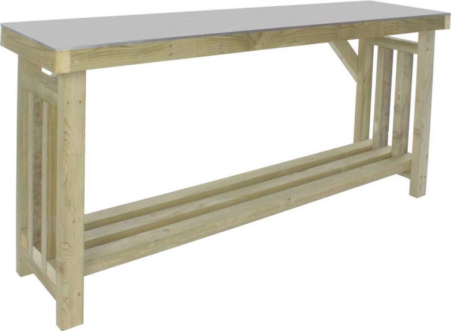 Tuinexpress.nl Oppottafel met zinken blad 180x50x80cm Tuinwerkbank Tuinwerktafel Oppottafel