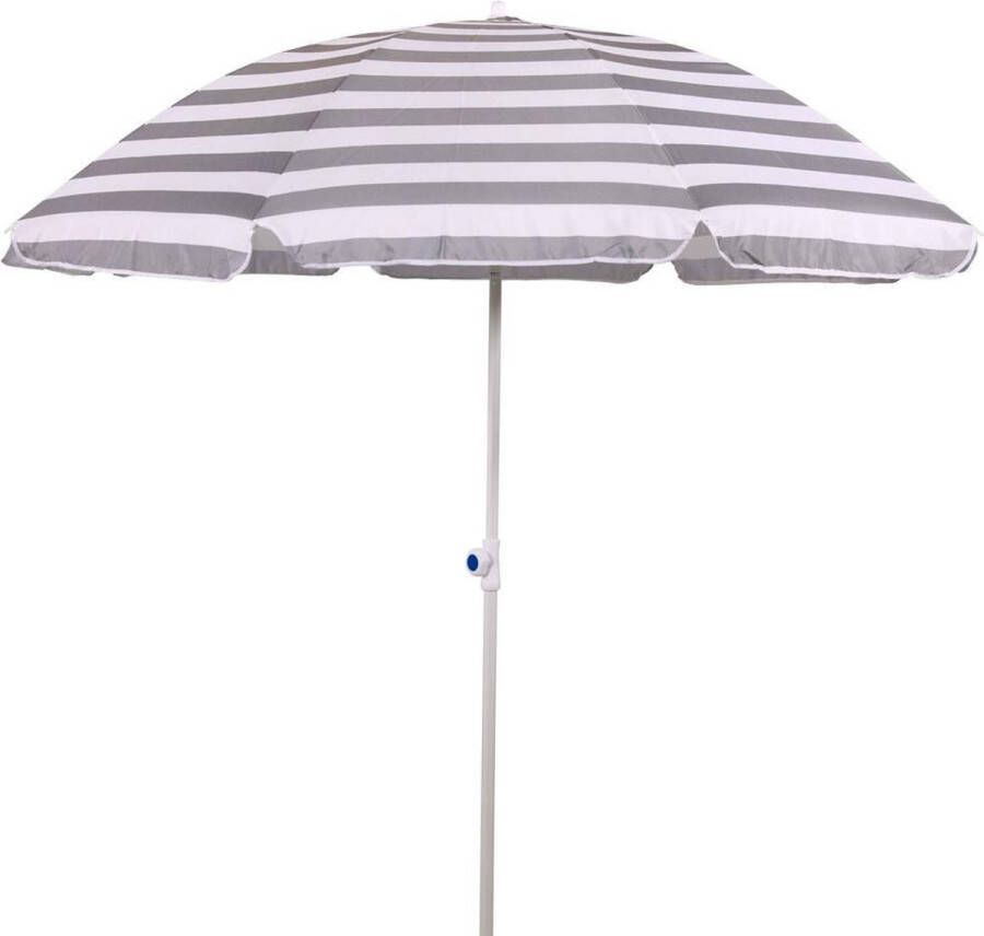 Tuinexpress.nl Strandparasol streepmotief grijs 200 cm Strandparasol met knikarm Kleine parasol Kinder parasol