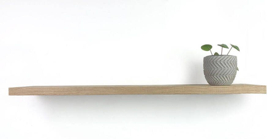 Tuinexpress.nl Zwevende boekenplank 120 x 24 cm recht rustiek 25 mm eiken plank Wandplank zwevend Wandplank hout Muurplank zwevend