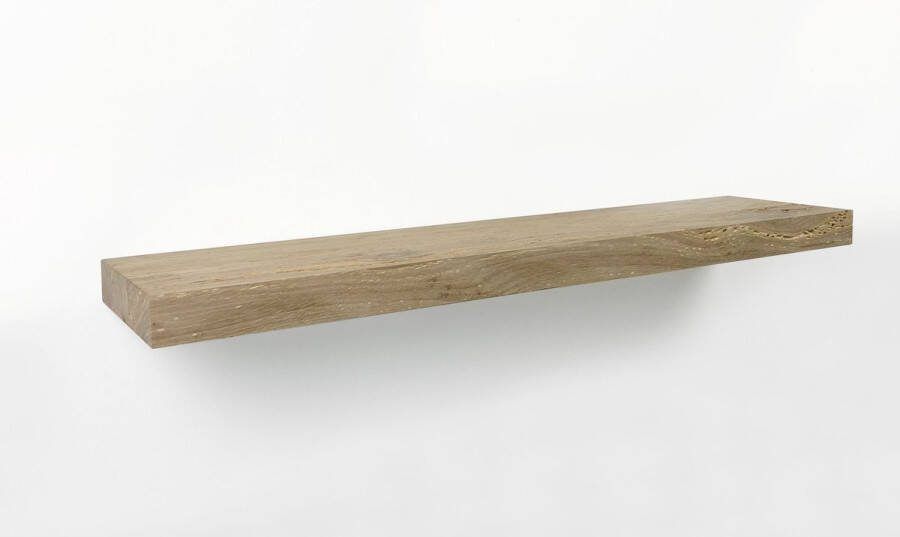 Tuinexpress.nl Zwevende wandplank 60 x 20 cm oud eiken recht Wandplank hout Fotoplank Boomstam plank Muurplank zwevend