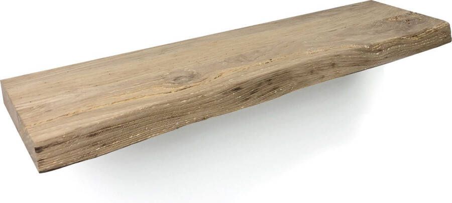 Tuinexpress.nl Zwevende wandplank 80 x 20 cm oud eiken boomstam Wandplank hout Fotoplank Boomstam plank Muurplank zwevend