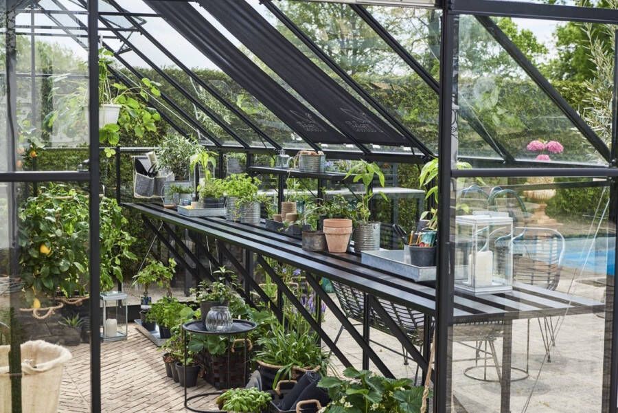 Tuinland Halls Greenhouses Tafel Qube 168 -Geïntegreerd Zwart Gecoat