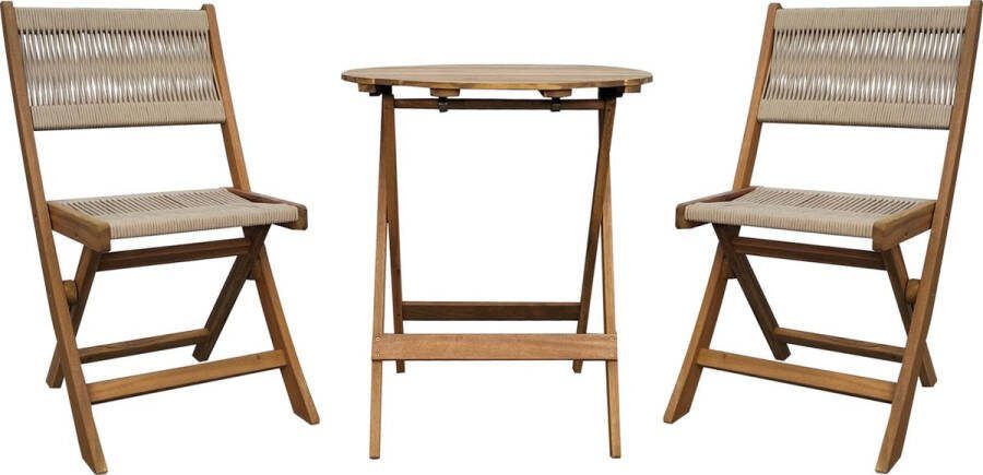 Tuintoppers Bistroset Taupe Rope Acacia Hardhout