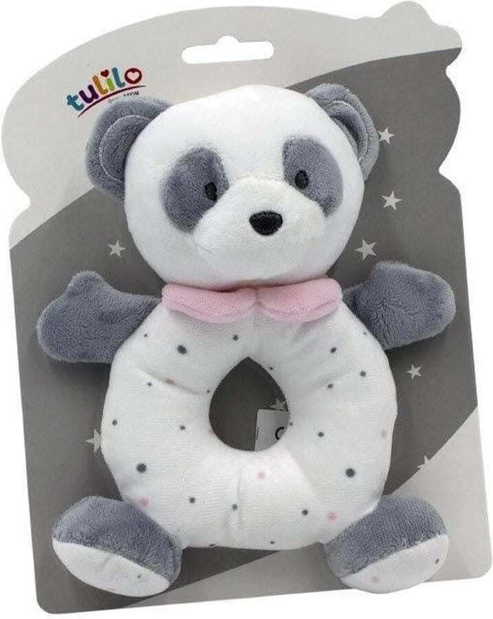 Tulilo baby pluche rammelaar- roze- panda-0m+ 0+ maanden