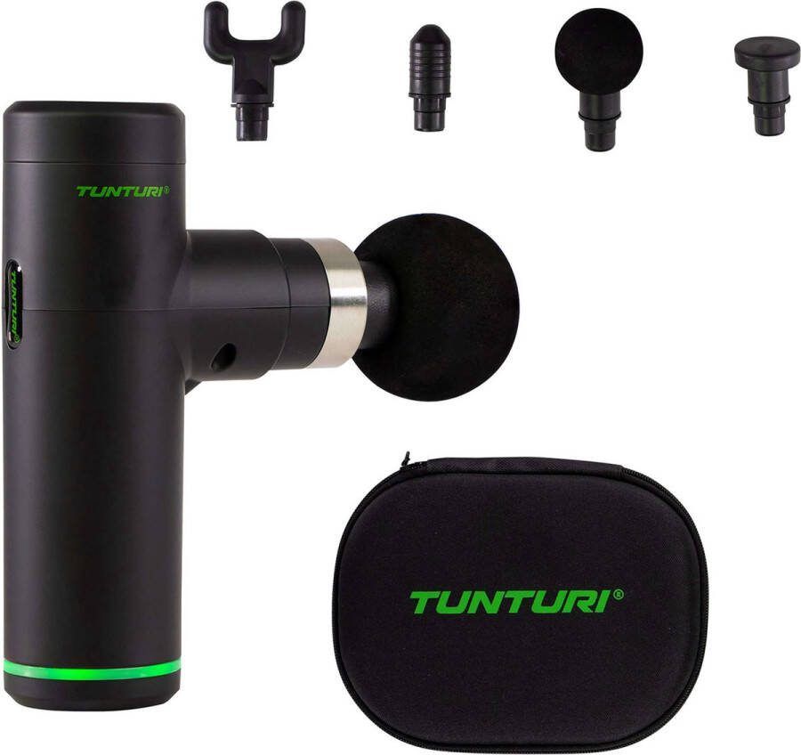Tunturi MG30 Massage Gun Mini Oplaadbaar massageapparaat Massage pistool Incl. 4 opzetstukken en koffer zwart
