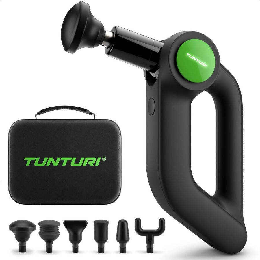 Tunturi MG70 Massage Gun Professioneel Massage Pistool Met Verstelbare Kop Massage Apparaat Met Multi Grip Inclusief 6 Opzetstukken En Koffer Extra Krachtig en Stil Incl Gratis App
