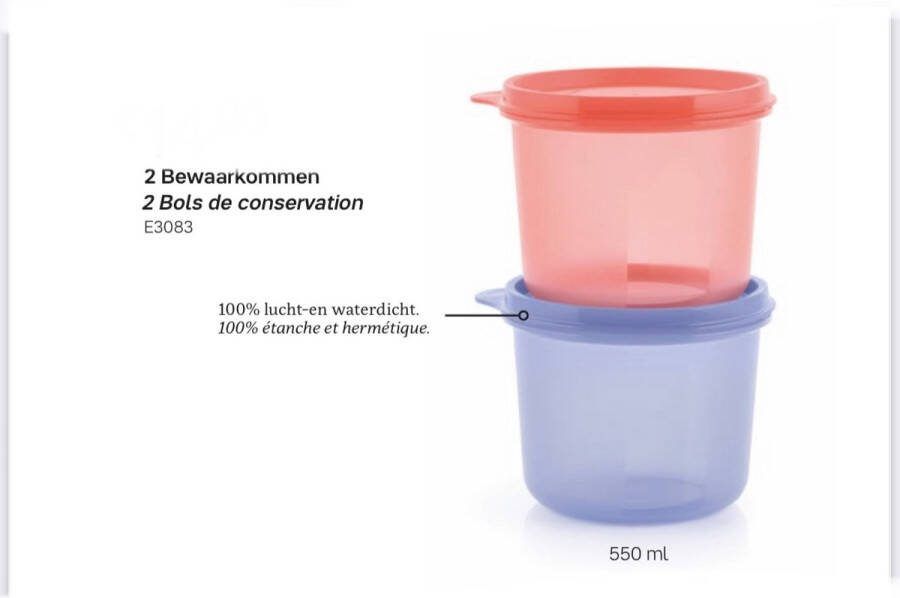 Tupperware bewaarkommen set 550ml