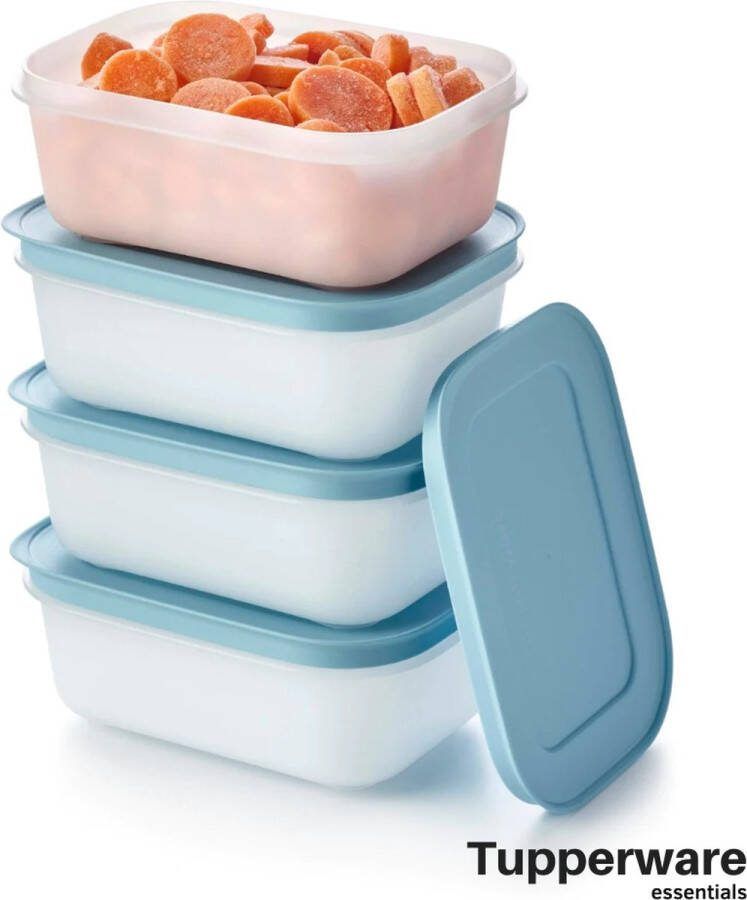 Tupperware Essentials Freezer Mates Diepvries Vershoudbakjes Met Deksel 4 Bakjes van 450 ml