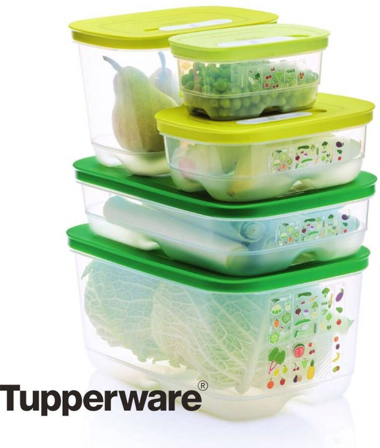 Tupperware FridgeSmart 5-delige set Vershoudbakjes Groen