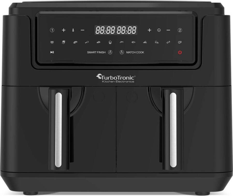 TurboTronic AF118 Dubbele Airfryer XL Digitale Heteluchtfriteuse 7 6 Liter Zwart