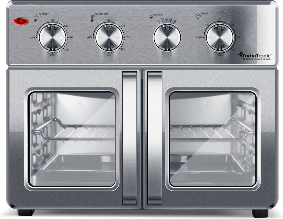 TurboTronic AF32MFD Airfryer XXL en Oven – Dubbele Deur 32 Liter – Zilver