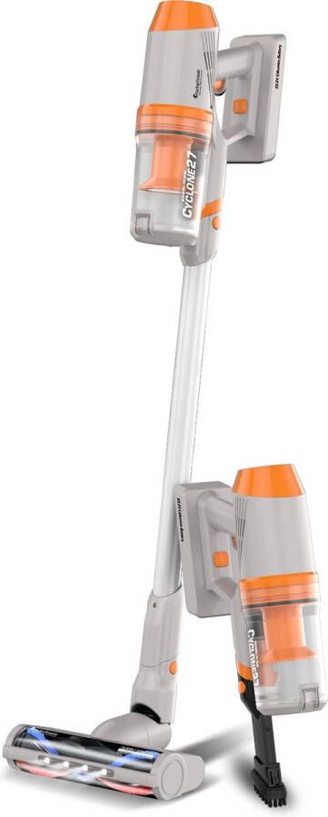 TurboTronic C27 Steelstofzuiger met kruimeldief zonder zak Hoge zuigkracht HEPA lichtgewicht 2 Snelheden ECO-vriendelijk Harde en zachte vloeren Zilver oranje