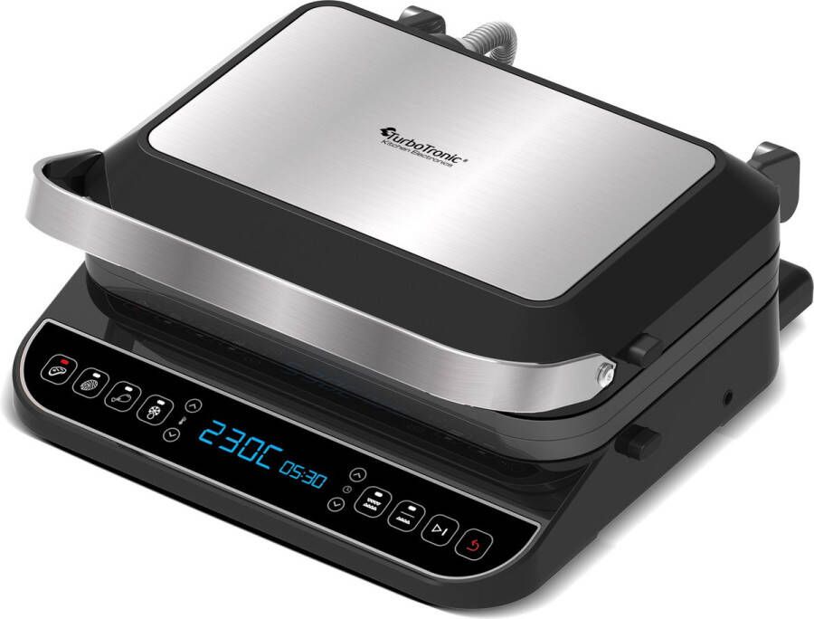 TurboTronic CG900 Contactgrill Grillplaat Zwart RVS