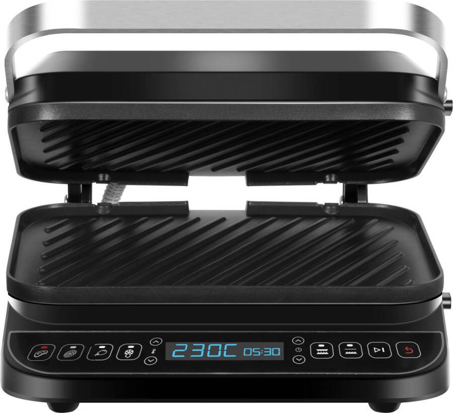 TurboTronic CG900 Contactgrill Grillplaat Zwart RVS