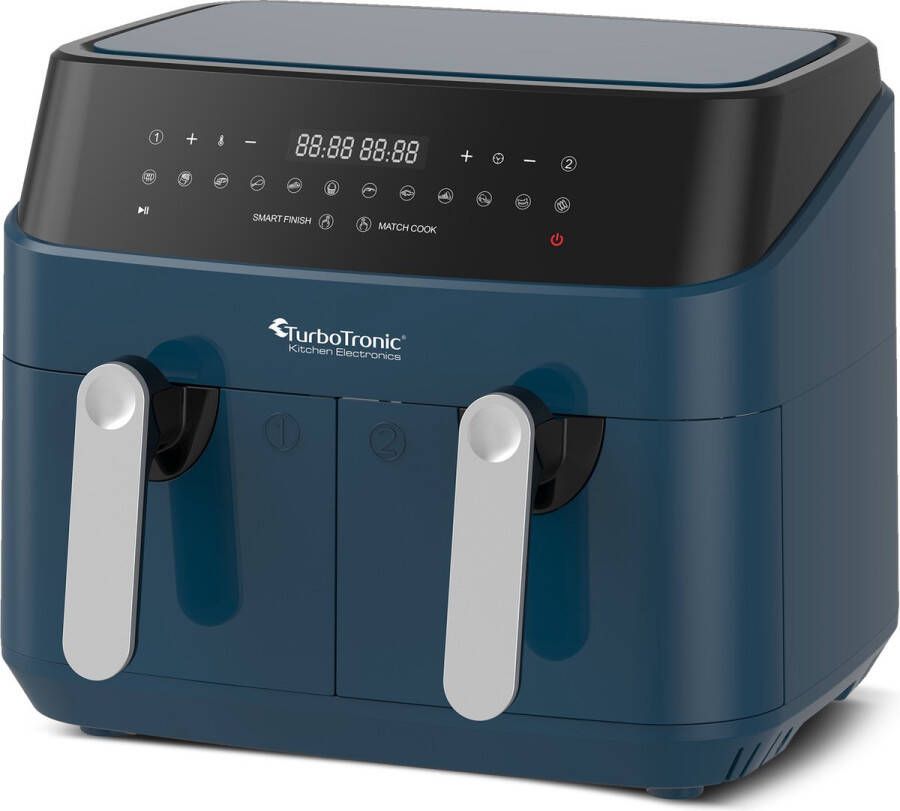 TurboTronic DAF5 Dubbele Airfryer XXL Heteluchtfriteuse 9 Liter Blauw