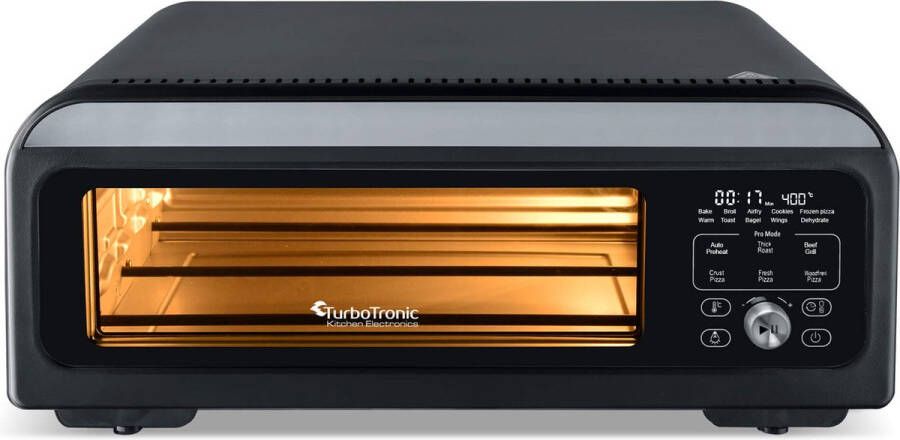 TurboTronic PO12 Elektrische Pizza Oven – Slimme Pizzaoven tot 400 °C – Zwart