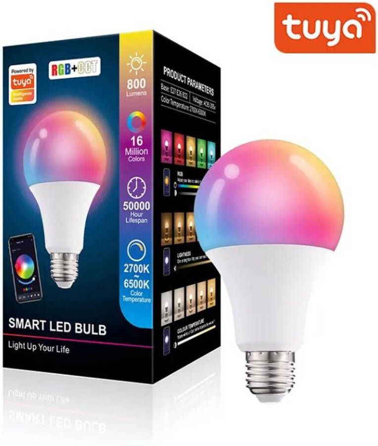 Tuya Slimme LED lamp 12 watt E27 fitting RGBWW Multicolor en Wit Smart home