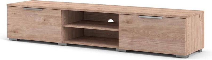 Hioshop Malika TV-meubel met 2 lades en 1 plank licht notenhout.