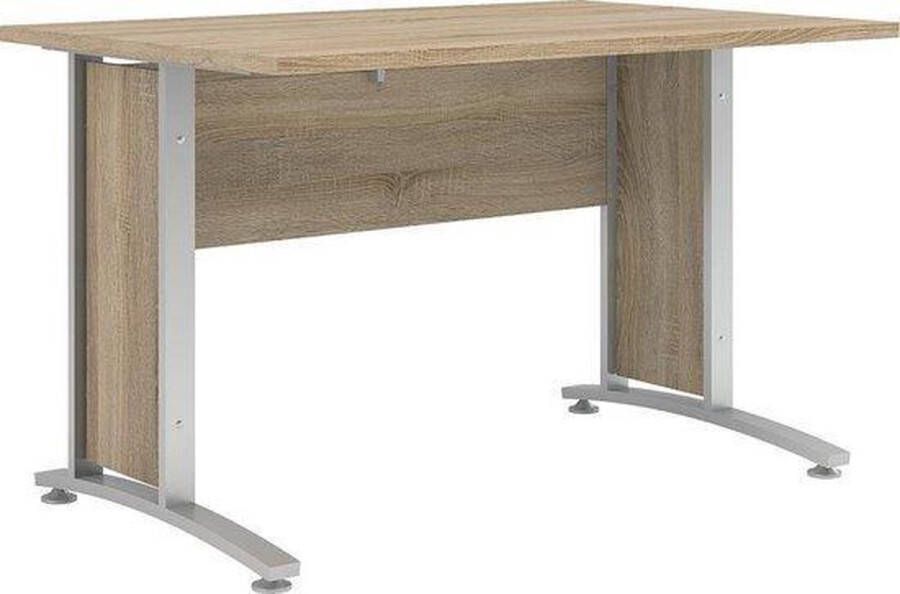 Hioshop Prisme bureau C eiken decor en zilvergrijs staal.