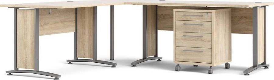 Hioshop Prisme Hoekbureau 305 met verrijdbaar onderstel eiken decor