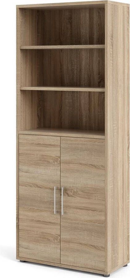 Hioshop Prisme Kantoorplank hoog 2 deuren en 2 planken eiken decor