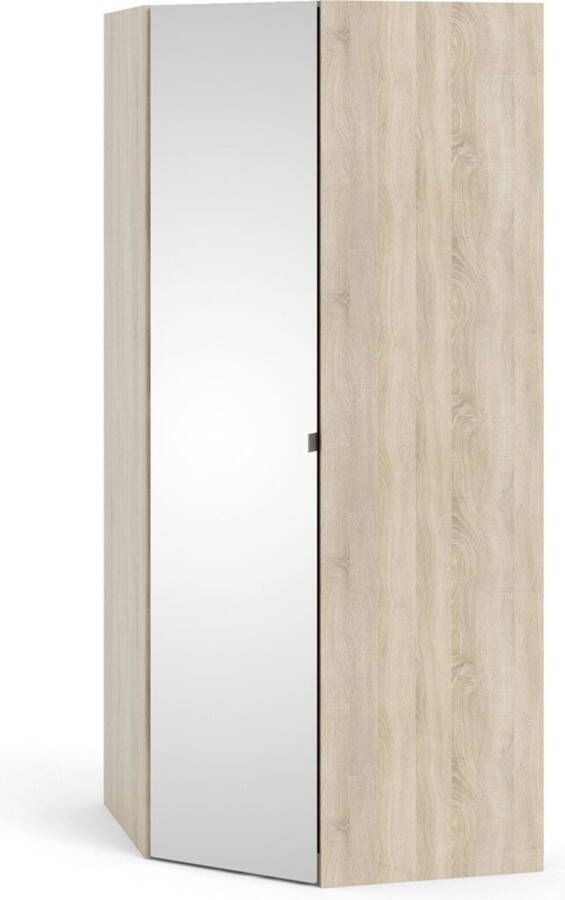 Hioshop Saskia kledingkast 1 deur en 1 spiegeldeur eikenstructuur decor.