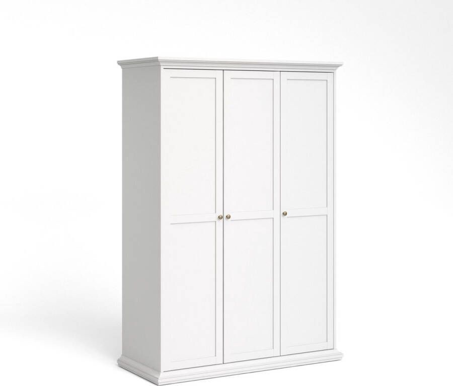 Hioshop Venedig kledingkast 3 deuren B140 cm wit.