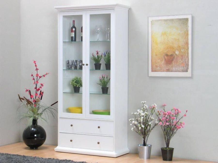 Hioshop Vitrinekast 2-drs wit Venetië 201x97x41 5 cm.