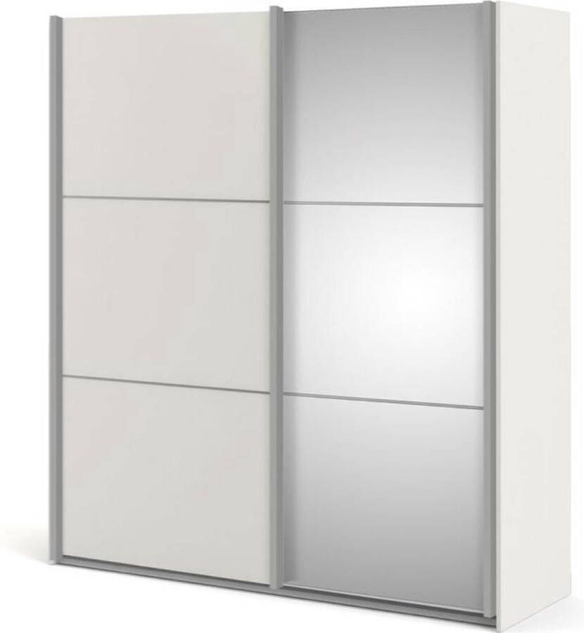 Tvilum Veto kledingkast D 2 deurs met 1 spiegel H200 cm x B182 cm wit essendecor.
