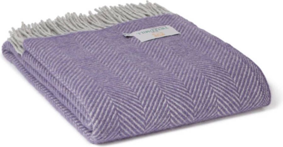 Tweedmill Plaid Visgraat Lavendel Paars met Grijs Nieuw wol Made in the UK