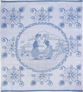 Twentse Damast Keuken Handdoeken Hollandse Designs Katoen Keukendoeken Set 6 stuks 50x55 cm Hollands Koppel Blauw