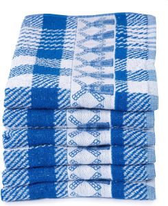 Twentse Damast Keuken Handdoeken Hollandse Designs Katoen Keukendoeken Set 6 stuks 50x55 cm Molen Blauw