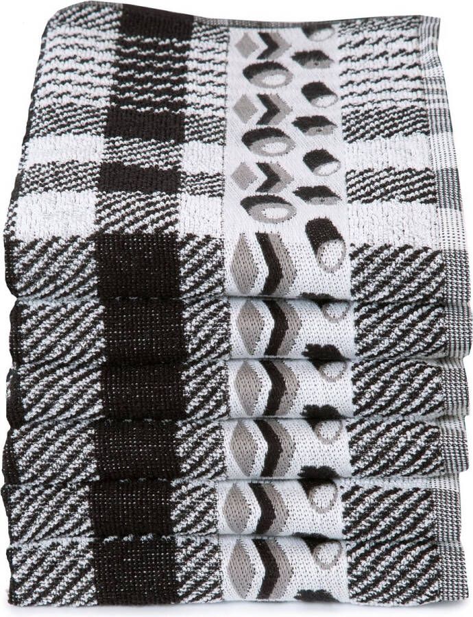 Twentse Damast Keuken Handdoeken Hollandse Designs Katoen Keukendoeken Set 6 stuks 50x55 cm Snoep Zwart