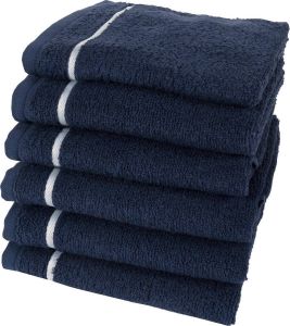 Twentse Damast Keuken Handdoeken Hollandse Designs Katoen Keukendoeken Set 6 stuks 50x55 cm Streep Marine Blauw