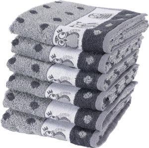 Twentse Damast Keuken Handdoeken Hollandse Designs Katoen Keukendoeken Set 6 stuks 50x55 cm Uil Zwart