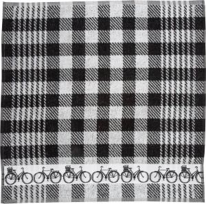 Twentse Damast Keuken Handdoeken Hollandse Designs Katoen Theedoeken Set 6 stuks 60x65 cm Fiets Zwart