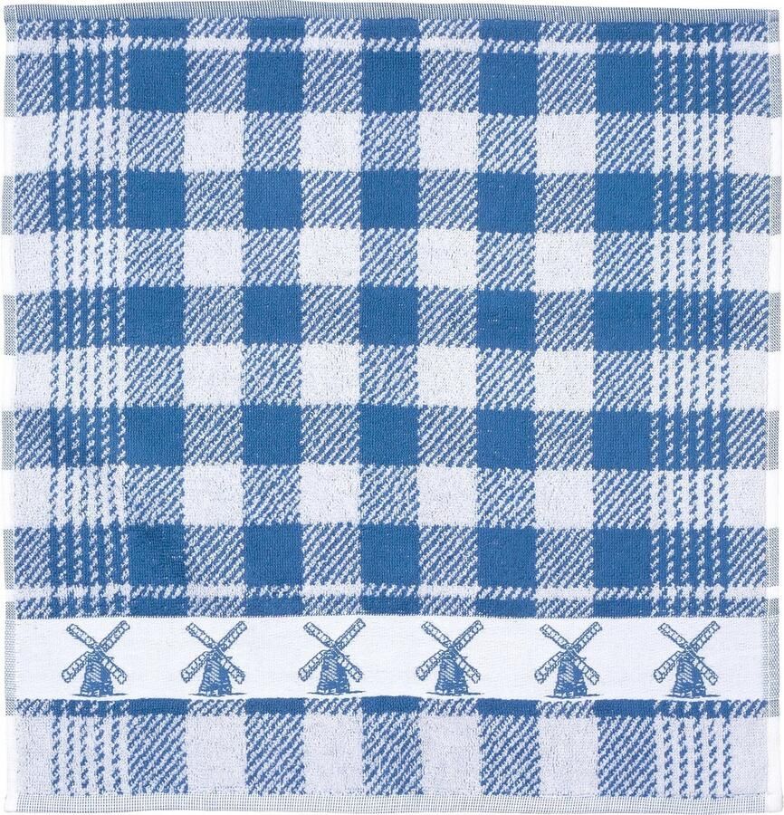 Twentse Damast Keuken Handdoeken Hollandse Designs Keukendoeken Set 6 stuks 50x55 cm Molen Blauw