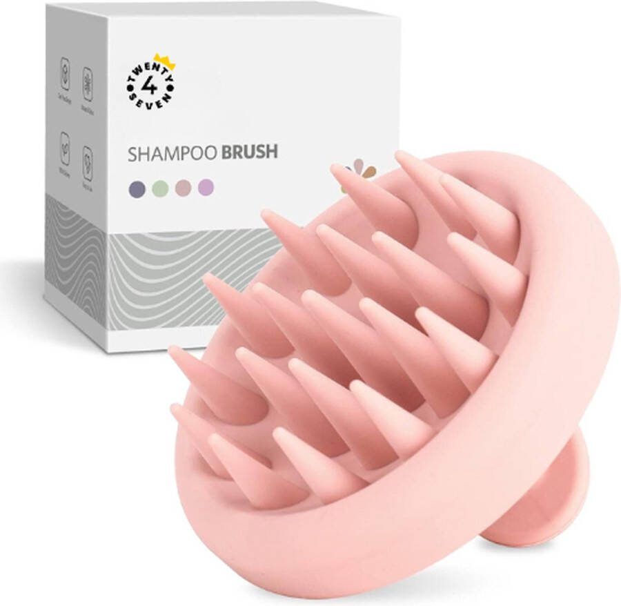 Twenty4seven Siliconen Haarborstel Scalp Massager Scalp Brush Hoofdhuid Massage Geschikt voor Rozemarijn Olie Beige