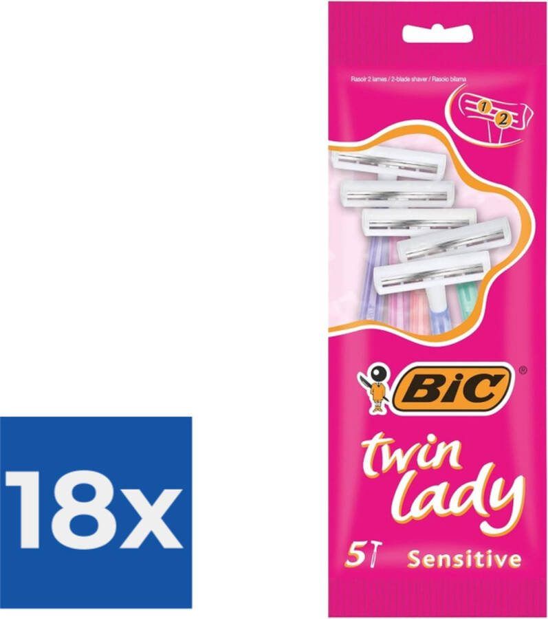 TWIN lady BIC 5 stuks Wegwerpscheermesjes Voordeelverpakking 18 stuks