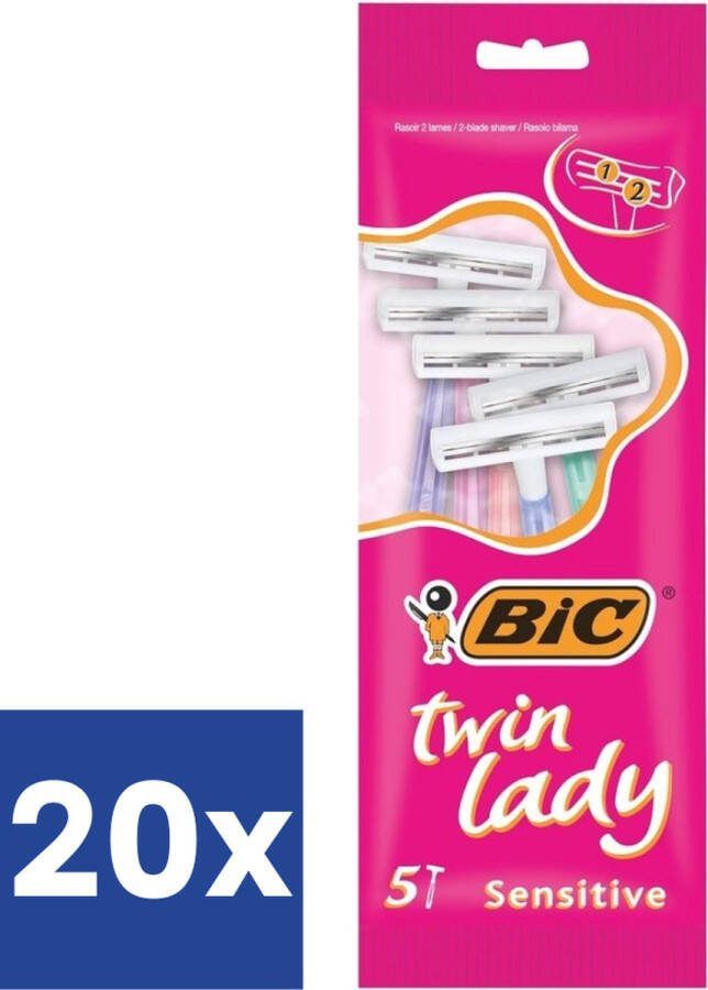 TWIN lady BIC Wegwerpscheermesjes (Voordeelverpakking) 20 x 5 (100 stuks)